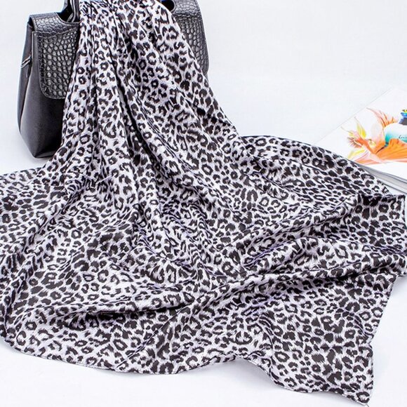 Leopard Print Satin Scarf - Picture 1 of 1